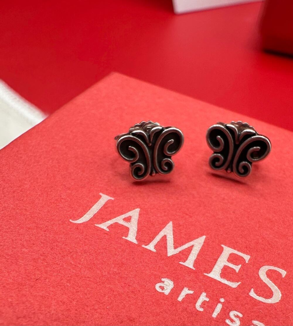 James Avery Retired Garden Butterfly Sterling Silver Signed Tiny Post Earrings